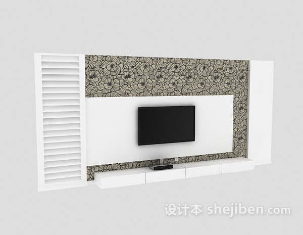 设计本现代电视墙 3d模型下载