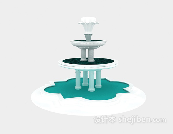 设计本景观喷泉3d模型下载