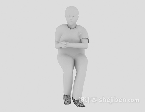 免费普通老年女性形象max人体3d模型下载