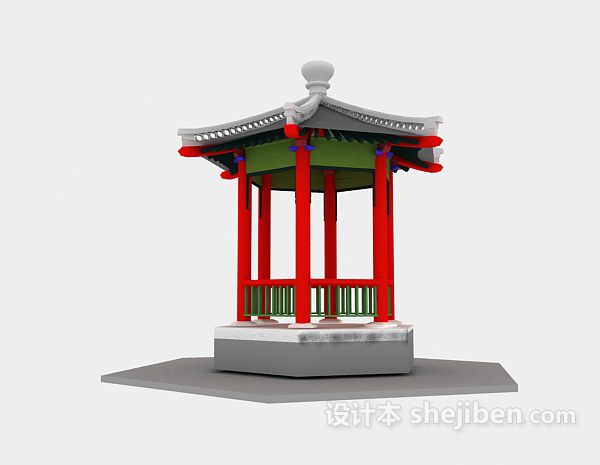 中式风格古建亭子3d模型下载