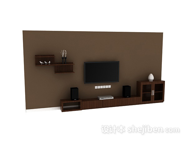 设计本电视背景墙单体3d模型下载