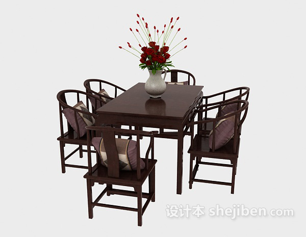 设计本咖啡色桌椅3d模型下载