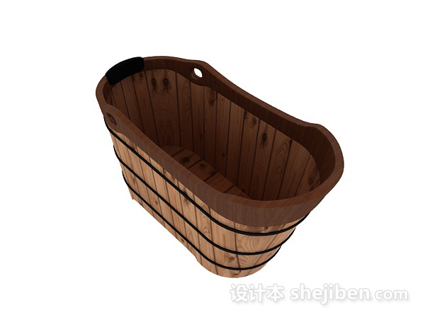 设计本木桶浴缸3d模型下载