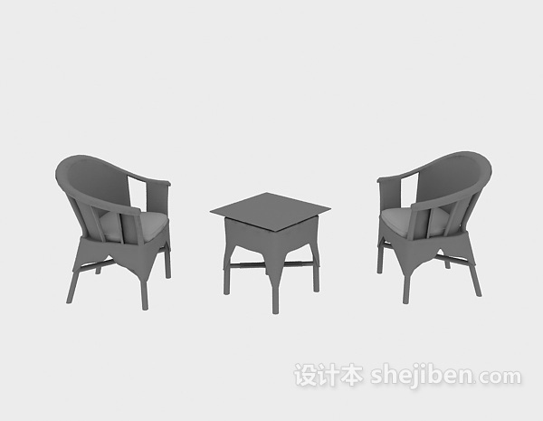 欧式风格竹编椅子3d模型下载