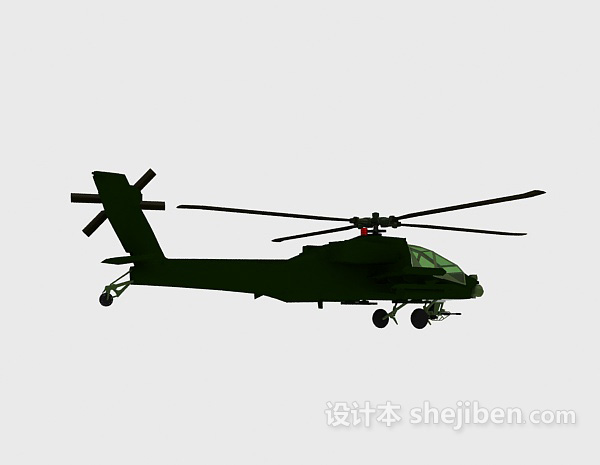 现代风格直升机-max飞机素材123d模型下载