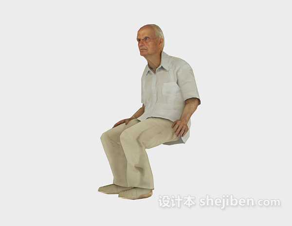 现代风格老人坐着的人物3d模型下载