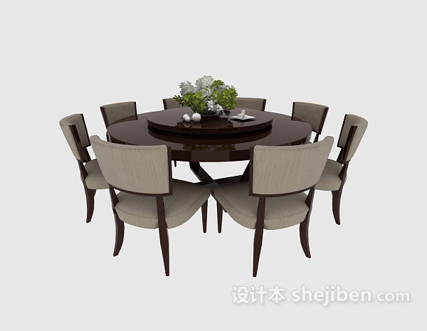 现代风格现代时尚旋转小圆形餐桌3d模型下载