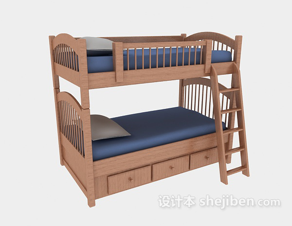 现代风格儿童床上下床3d模型下载