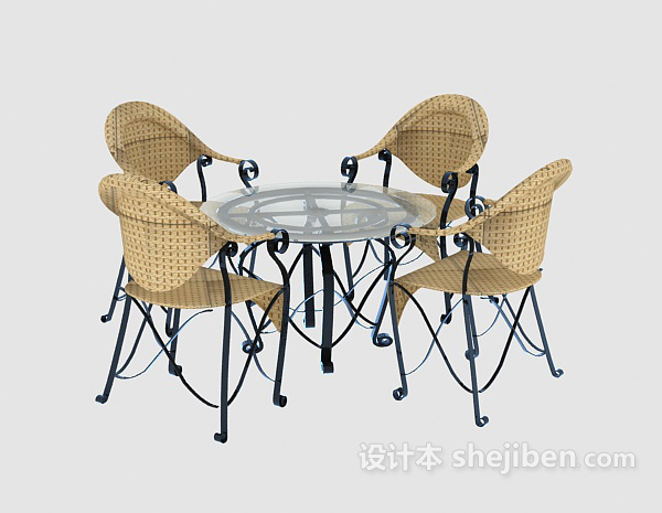 设计本户外可移动桌椅3d模型下载
