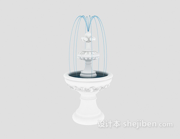 免费白色欧式喷泉-室内喷泉3d模型下载