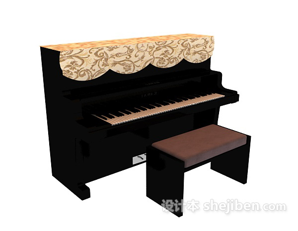 竖式钢琴组合3d模型下载