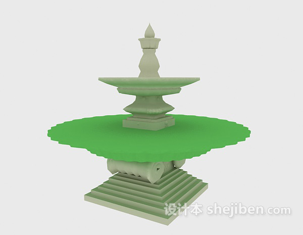 欧式跌水喷泉3d模型下载