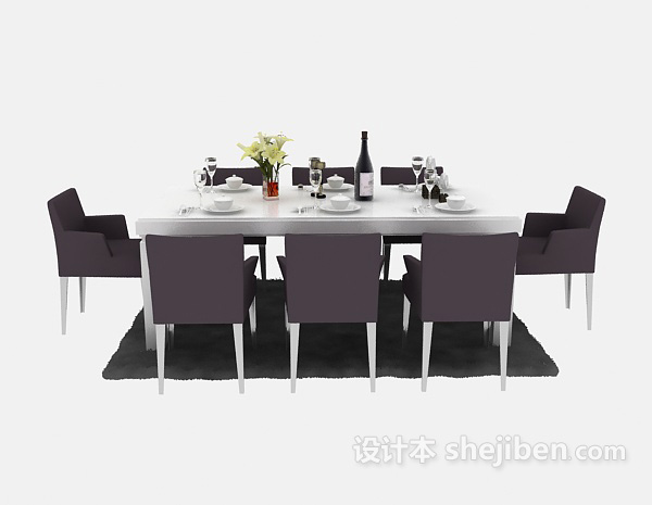 设计本现代舒适餐厅桌椅3d模型下载