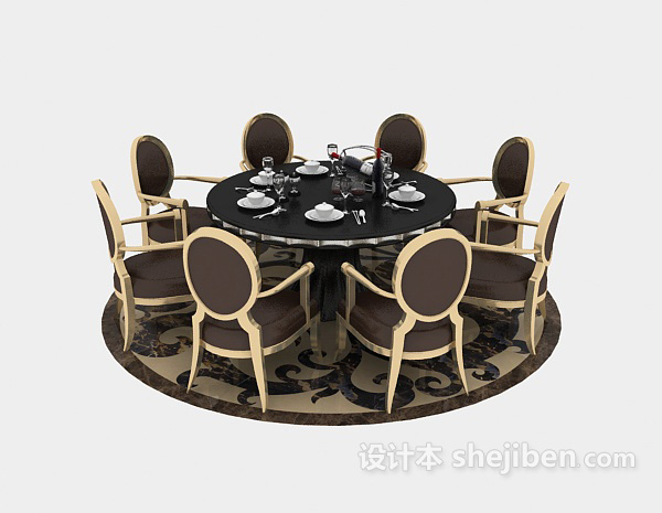 设计本现代时尚高雅小圆形餐桌3d模型下载