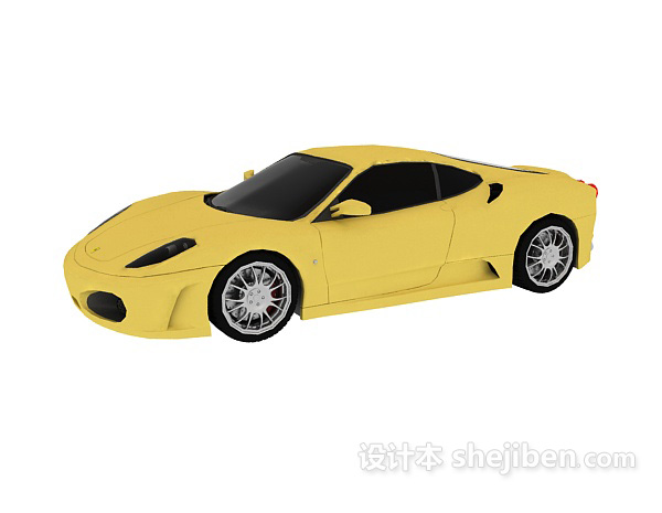 免费黄色跑车3d模型下载
