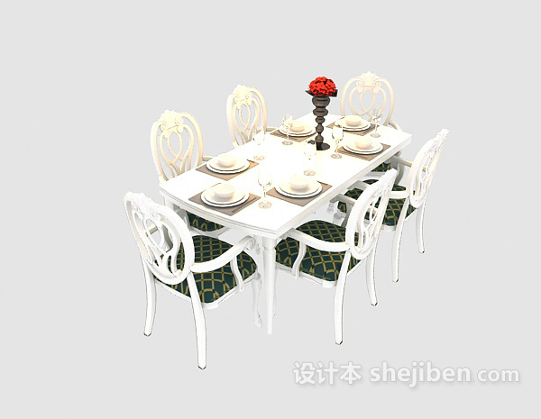 免费欧式温馨浪漫餐桌 max免费3d模型下载