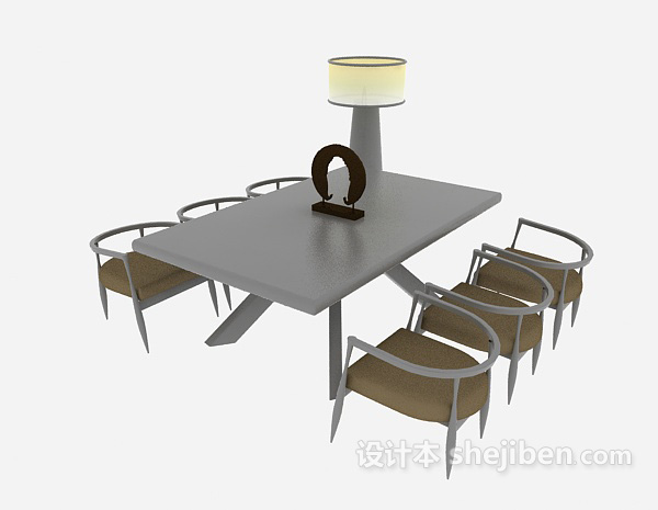 中式风格中式桌椅组合3d模型下载
