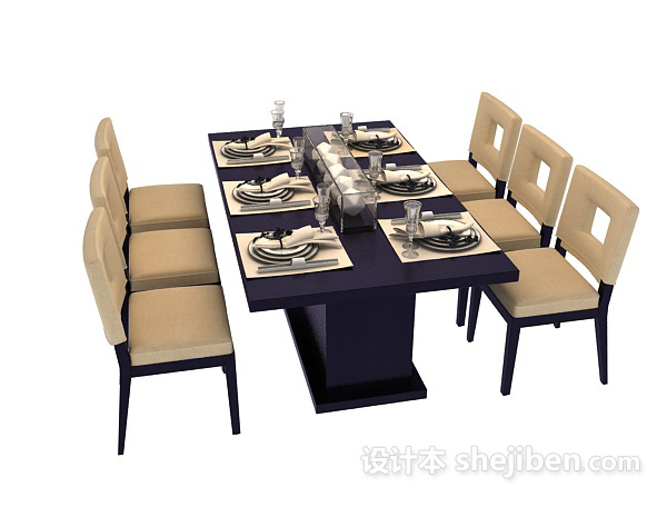 免费欧式经典的餐桌椅3d模型下载