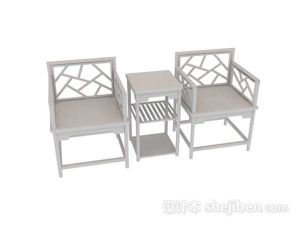 设计本中式桌椅组合3d模型下载