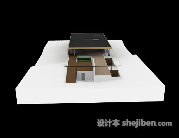 免费现代简洁造型别墅3d模型下载