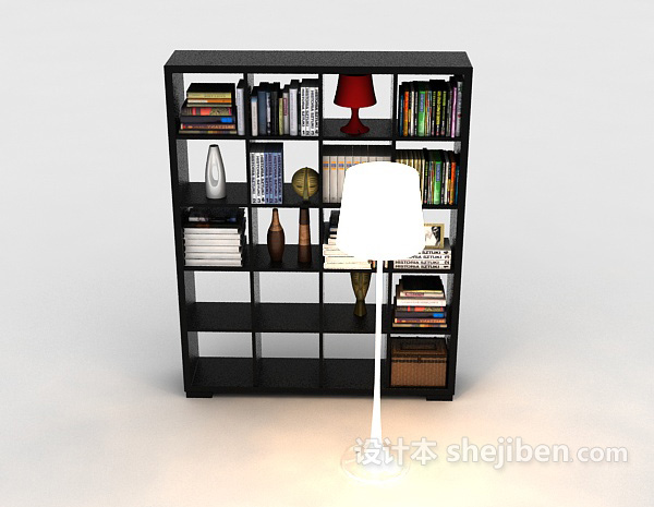 现代风格书柜3d模型下载