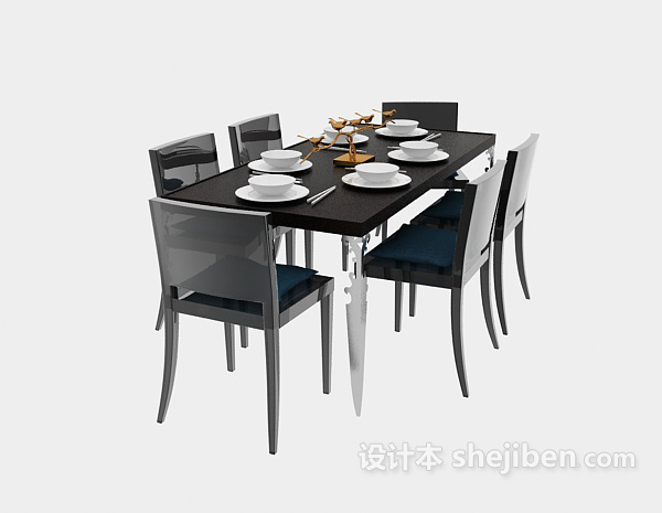 设计本简洁现代餐桌3d模型下载