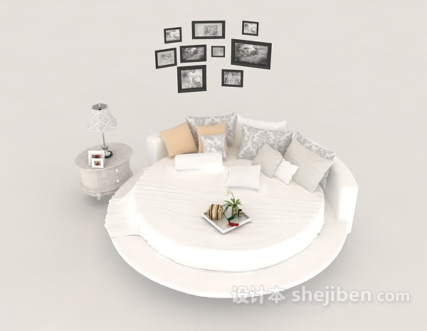 现代风格床照片墙3d模型下载
