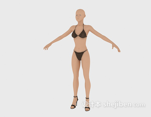 现代风格三点式女性max人体3d模型下载