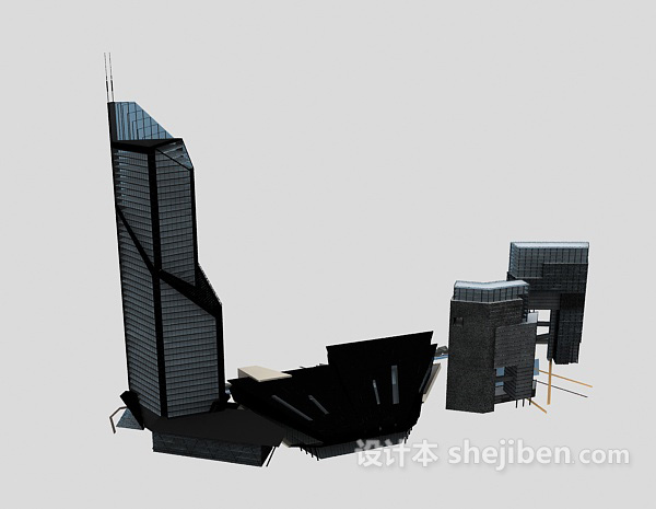 免费玻璃幕墙高层建筑3d模型下载