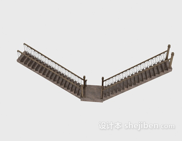 免费u型楼梯3d模型下载