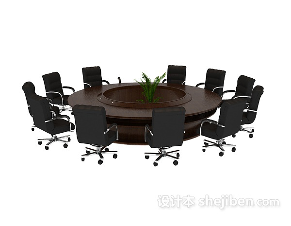 圆形会议桌3d模型下载