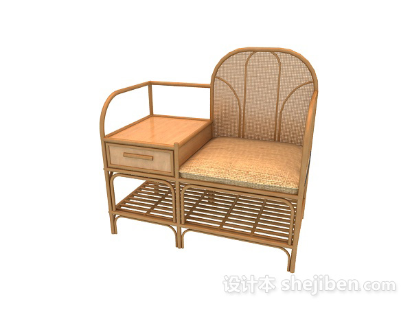 现代风格藤编椅子3d模型下载