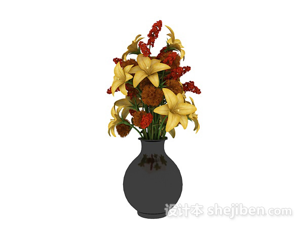 现代风格室内盆栽盆景装饰花3d模型下载