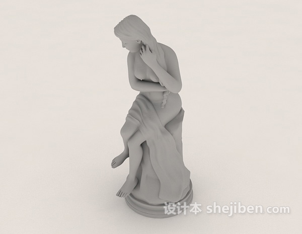 现代风格女性艺术人体石膏雕像3d模型下载
