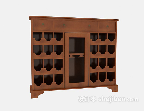 设计本田园风格红酒柜3d模型下载