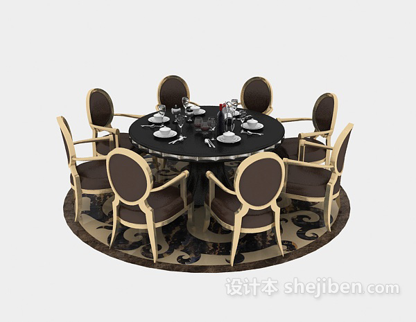 现代时尚高雅小圆形餐桌3d模型下载
