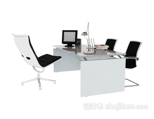 现代风格办公桌3d模型下载