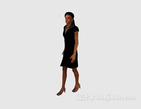 黑色衣服女人max人物3d模型下载
