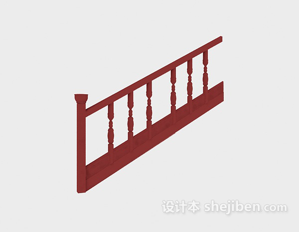 中式风格转角楼梯3d模型下载