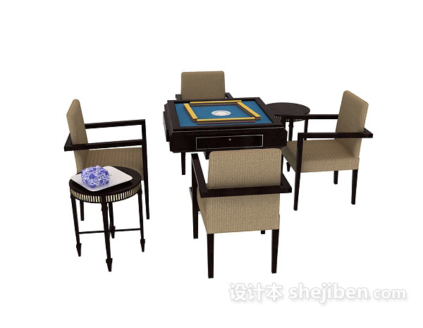 麻将桌椅3d模型下载