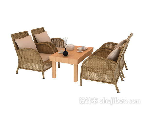 现代风格家庭休闲桌椅3d模型下载