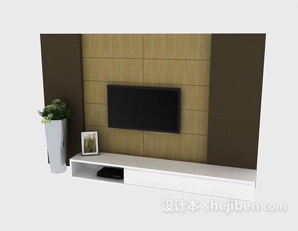 现代风格现代电视墙 3d模型下载