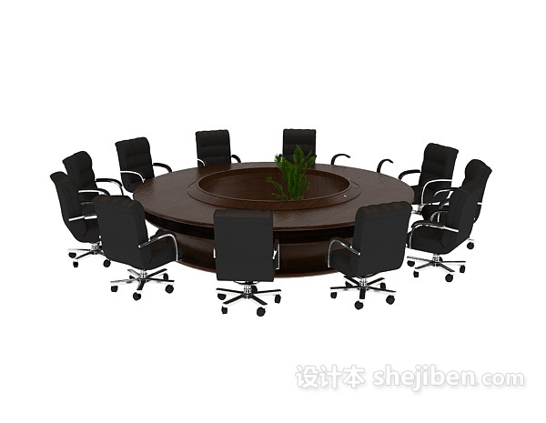 现代风格圆形会议桌3d模型下载