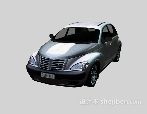 现代风格银色小轿车 车3d模型下载