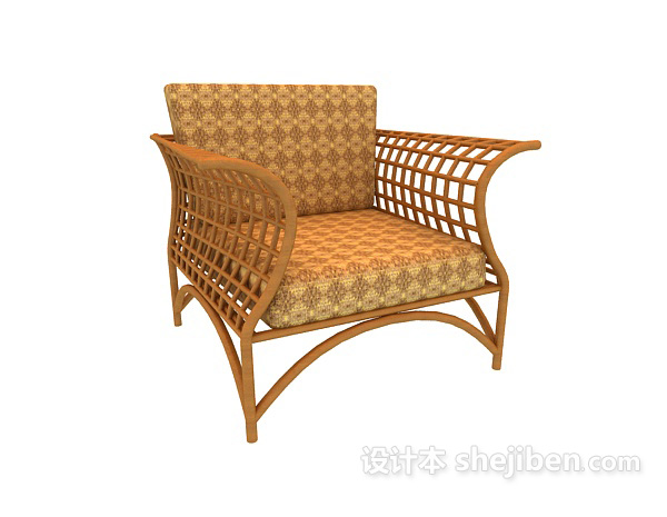 现代风格单人藤椅沙发3d模型下载