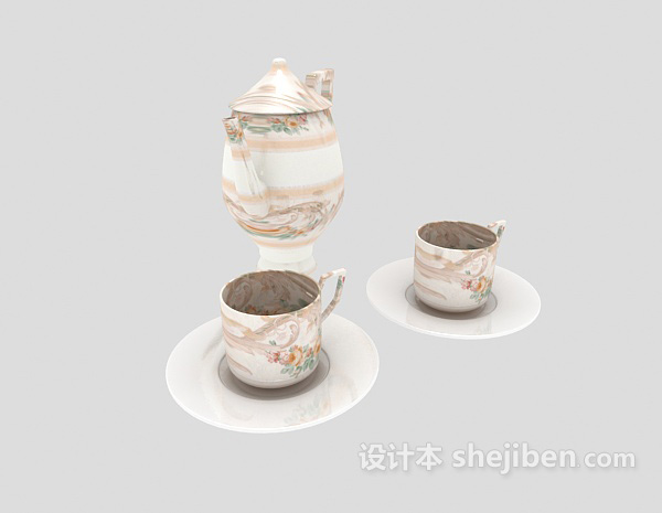 现代风格茶具3d模型下载