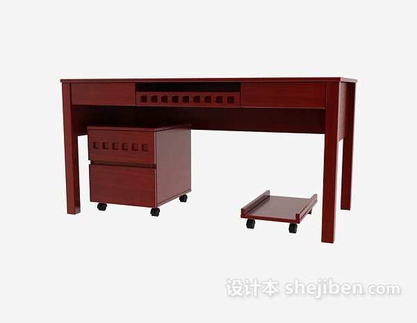 中式风格新中式书桌子3d模型下载