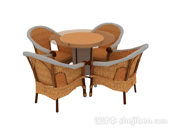 设计本藤桌椅3d模型下载