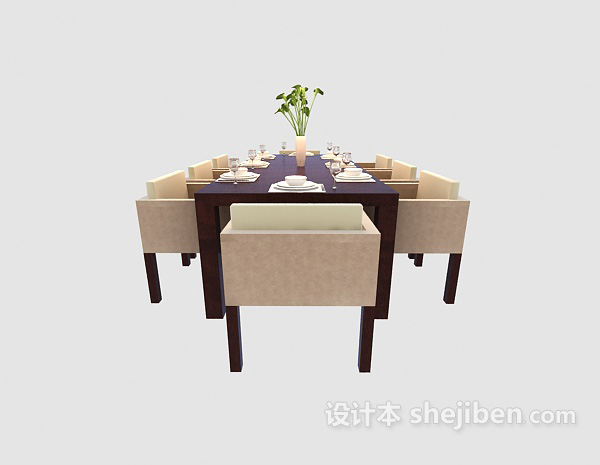 设计本时尚简洁多人餐桌3d模型下载