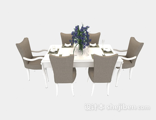 现代风格现代时尚简约餐桌3d模型下载